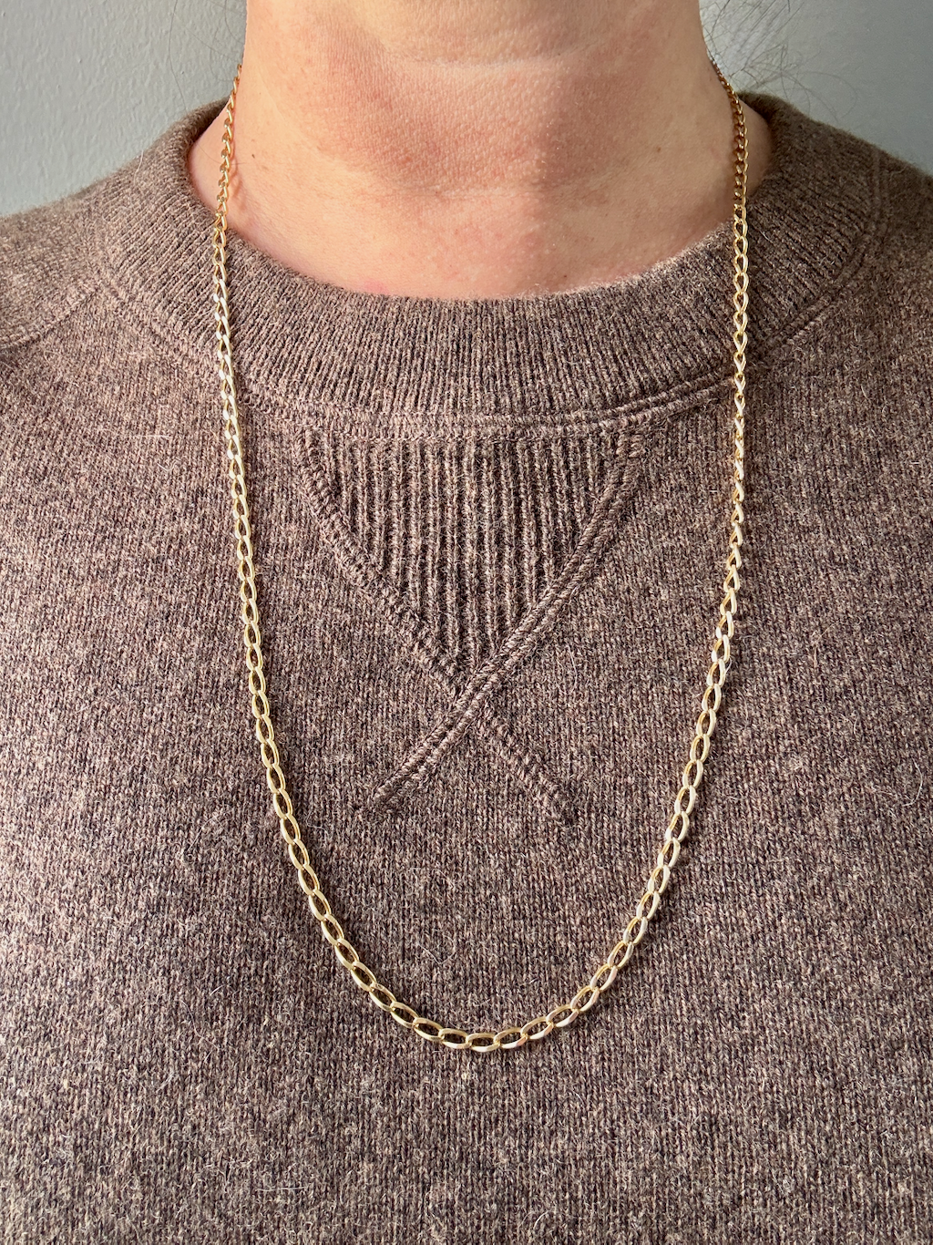 Vintage Italian Open Curb Link Chain 18k Gold – 26.5 Inch Length