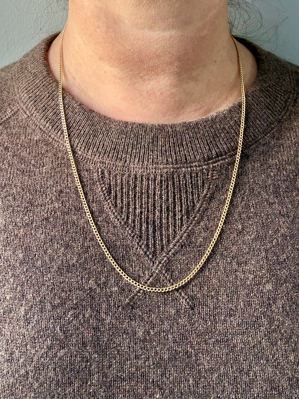 Vintage Italian 18k Yellow Gold Curb Link Chain Necklace – 23.4 Inch Length