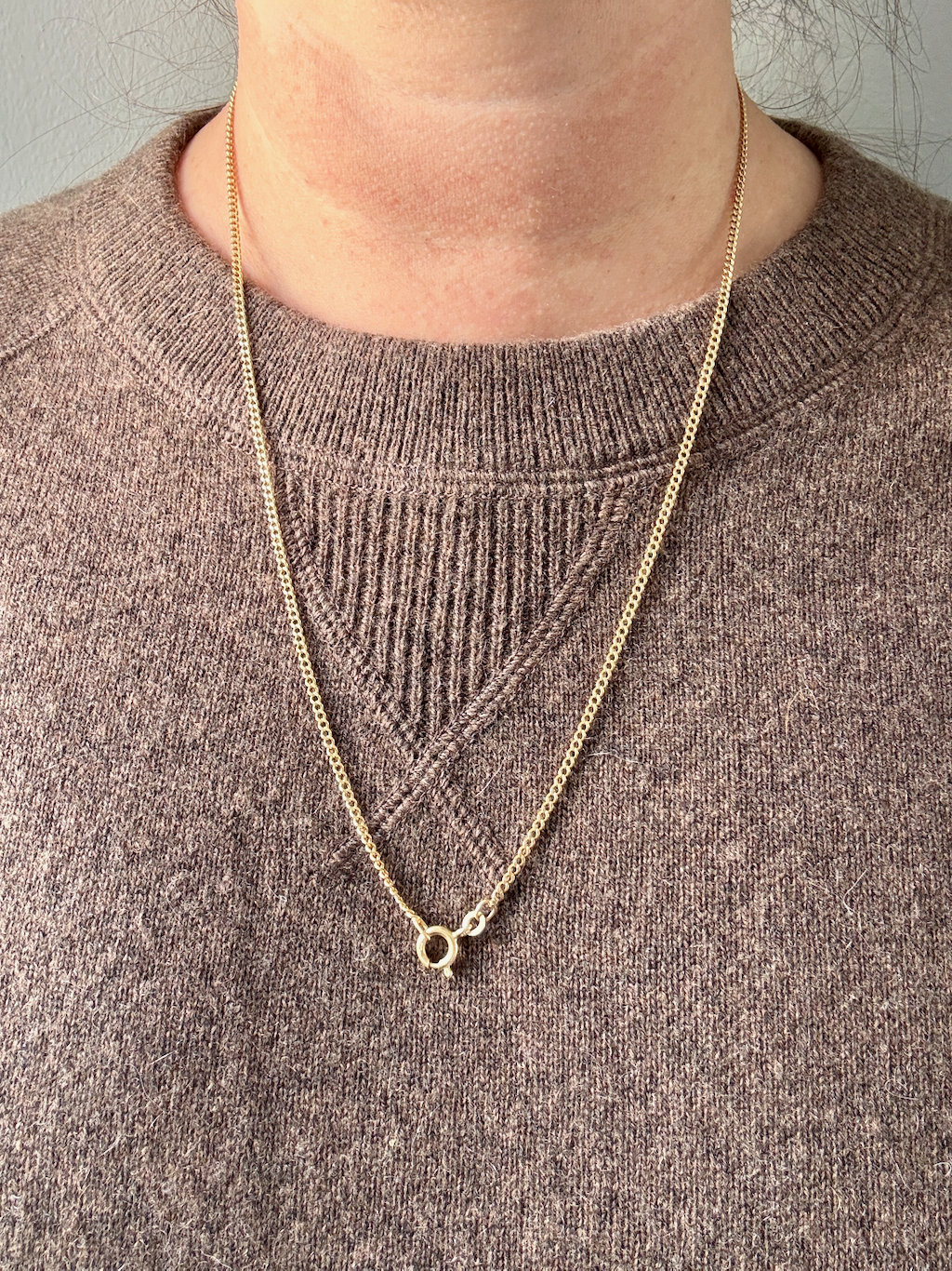 Vintage Italian 18k Yellow Gold Curb Link Chain Necklace – 23.4 Inch Length
