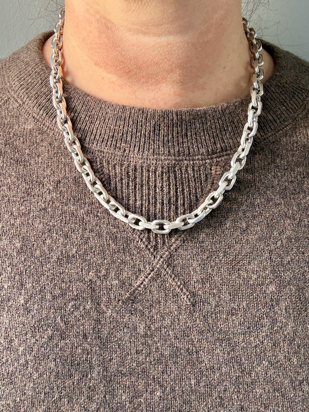 Vintage Sterling Silver Chunky Biker Link Chain Necklace – 20 Inch Length