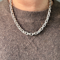 Vintage Sterling Silver Chunky Biker Link Chain Necklace – 20 Inch Length