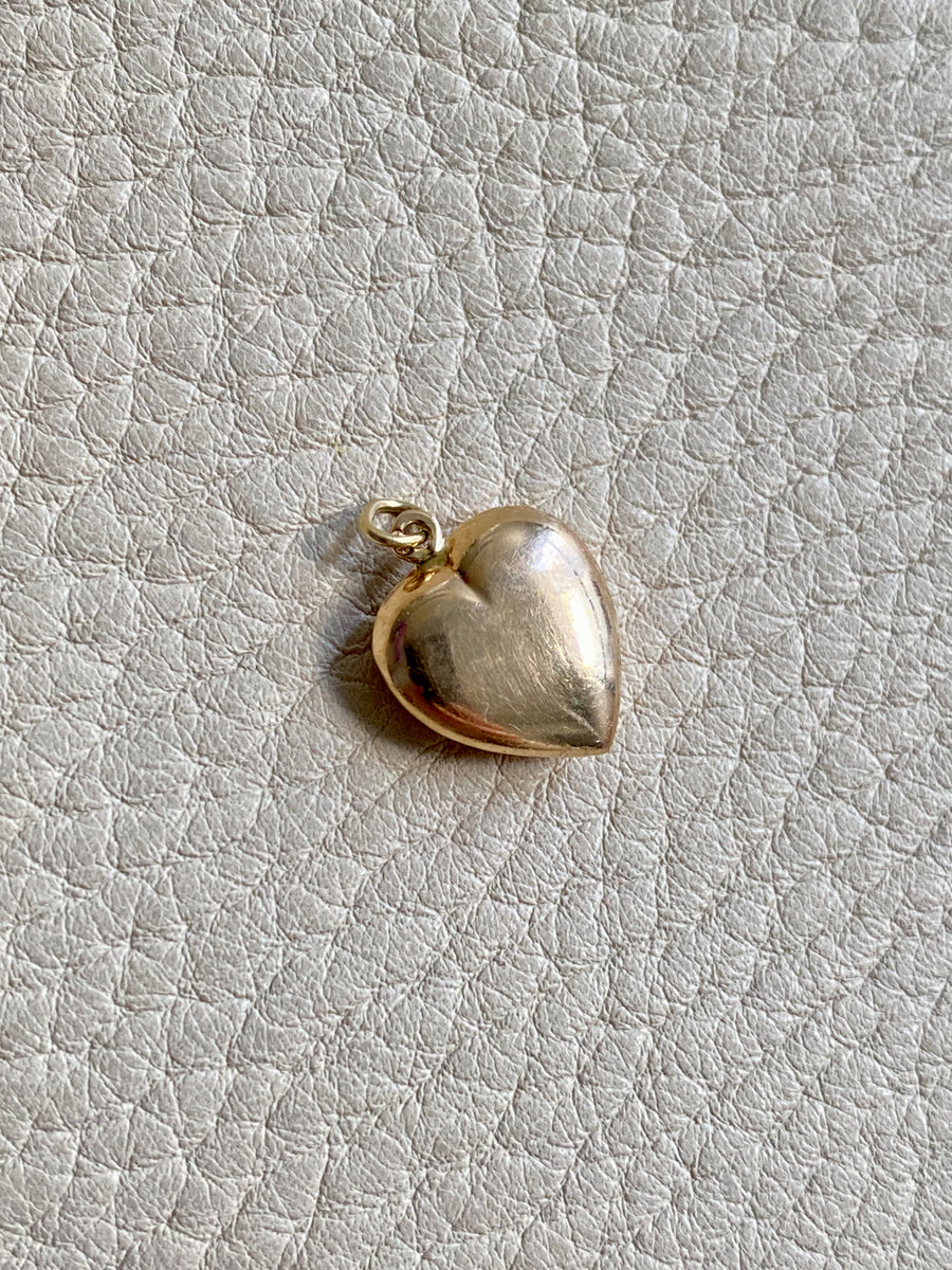 18k gold Swedish vintage charm or pendant - Embellished Heart with Red Stone