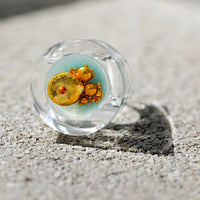 Vintage Siv Lagerström Gold Bead Acrylic Ring – Size 5