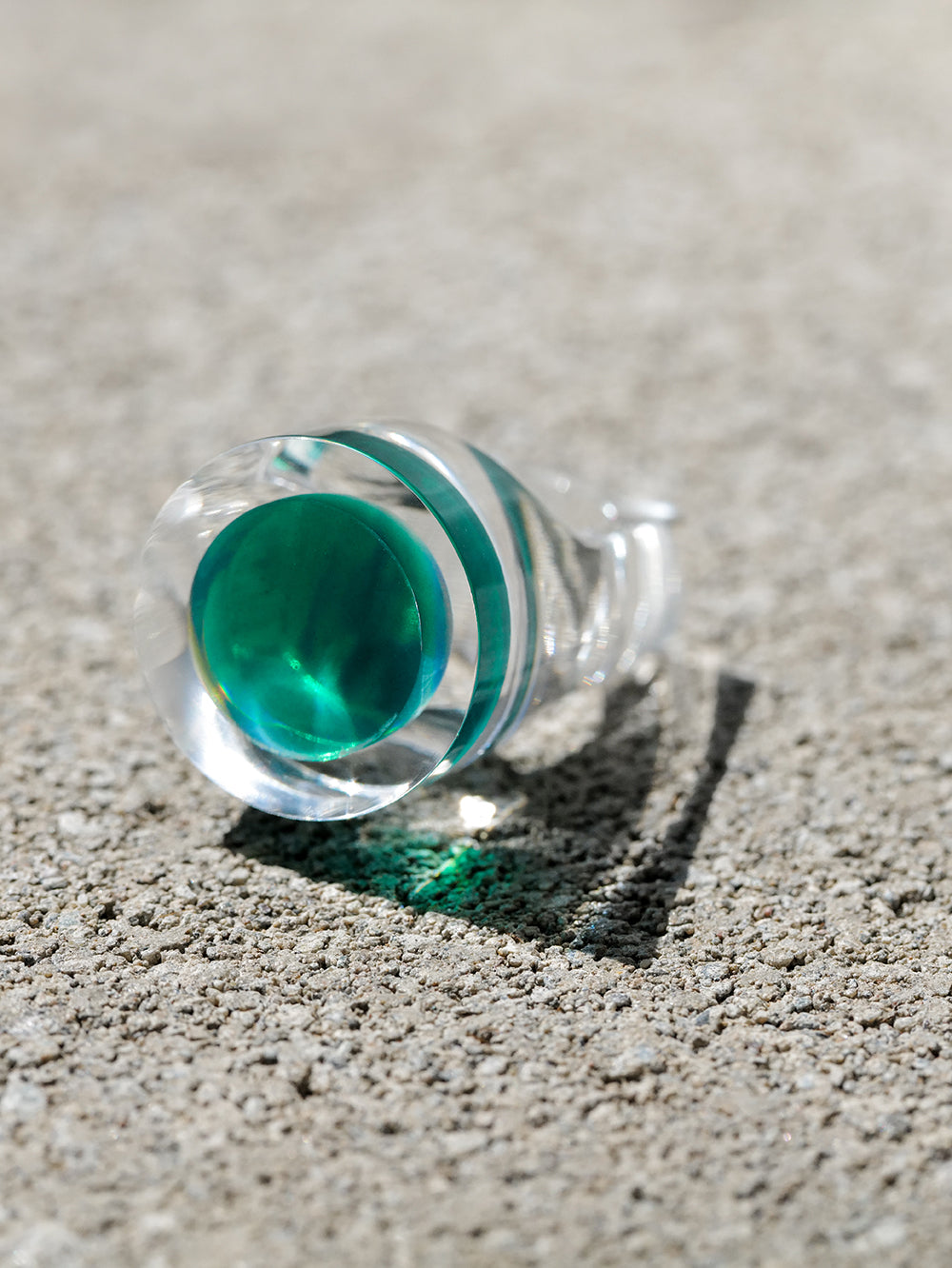 Vintage Siv Lagerström Green Disc Acrylic Ring – Size 5
