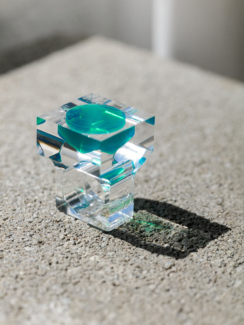 Vintage Siv Lagerström Green Optical Acrylic Ring – Size 6.5