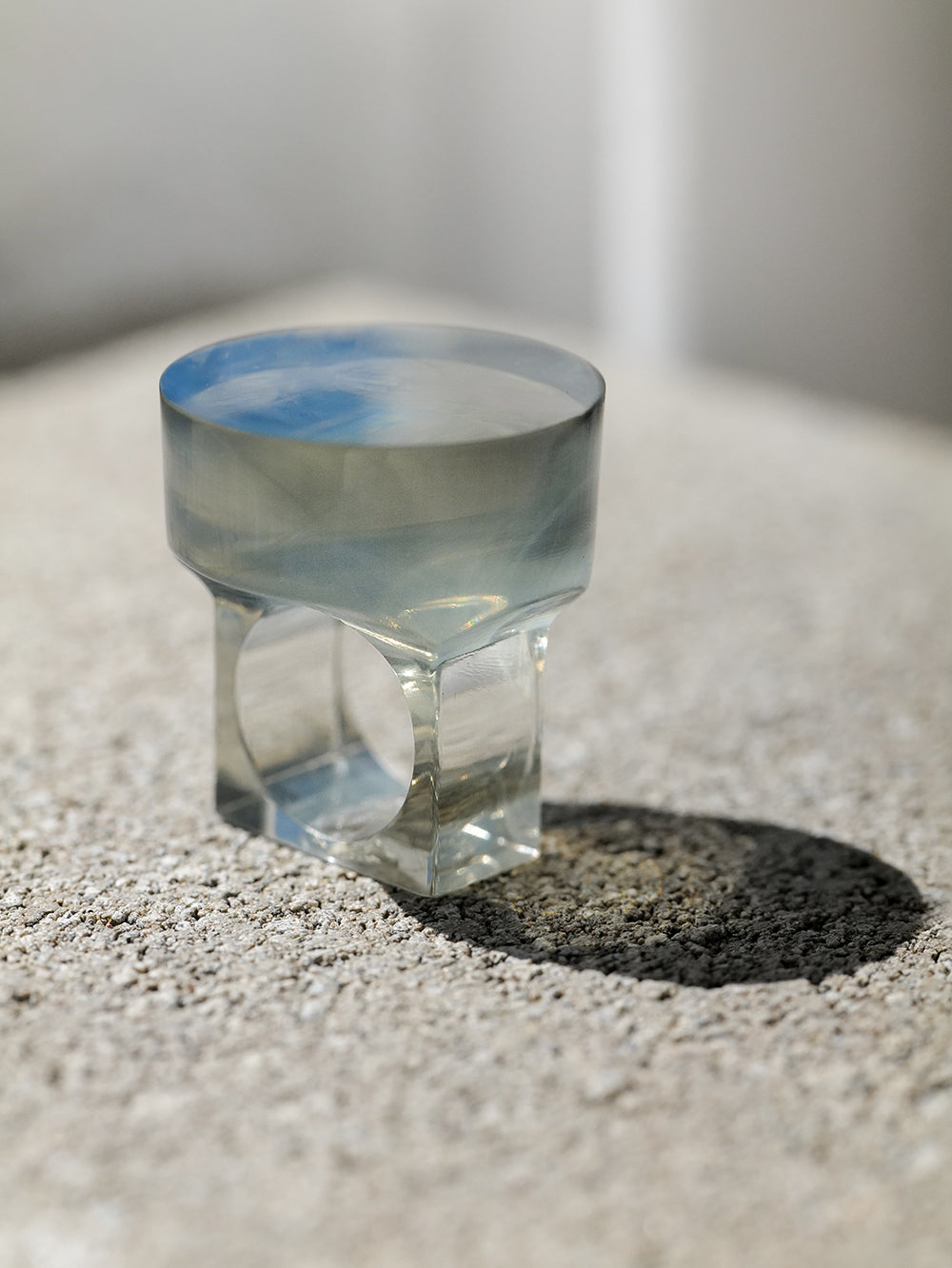 Vintage Siv Lagerström Smoky Blue Acrylic Ring – Size 6.5