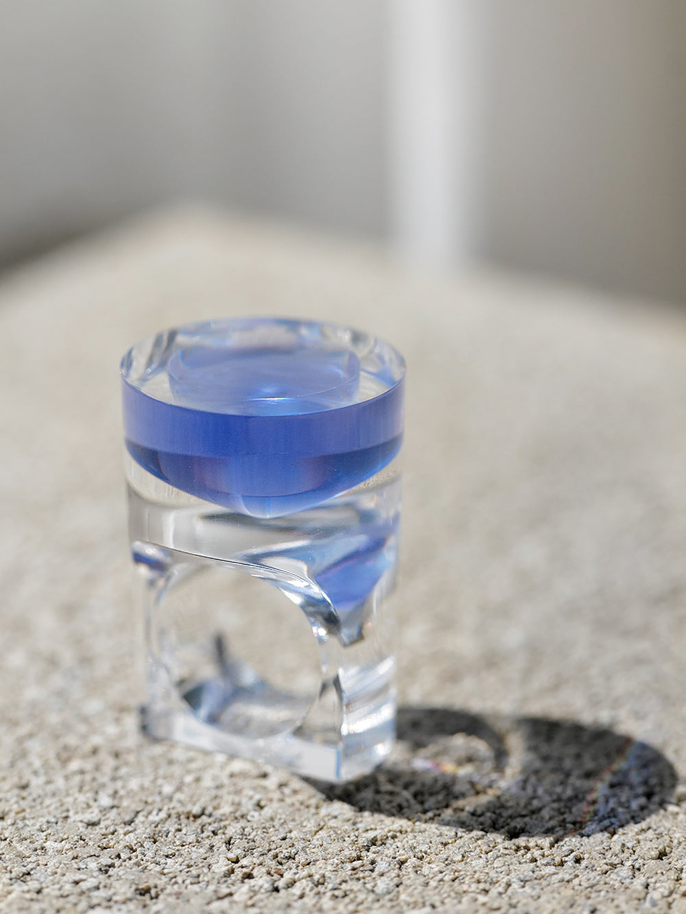 Vintage Siv Lagerström Blue Optical Acrylic Ring – Size 5.25