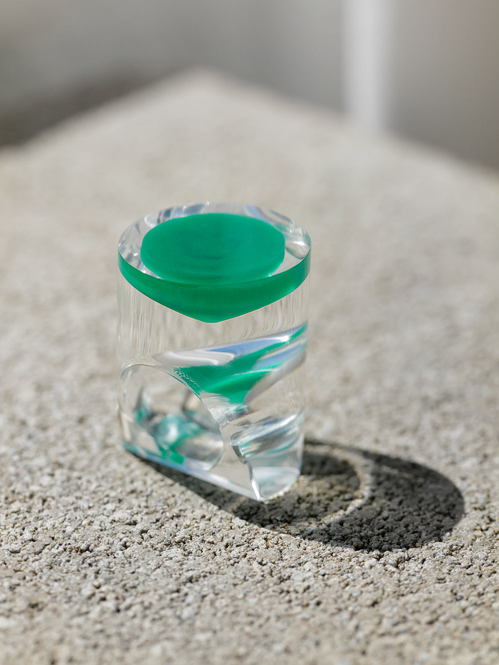 Vintage Siv Lagerström Green Optical Acrylic Ring – Size 5.5