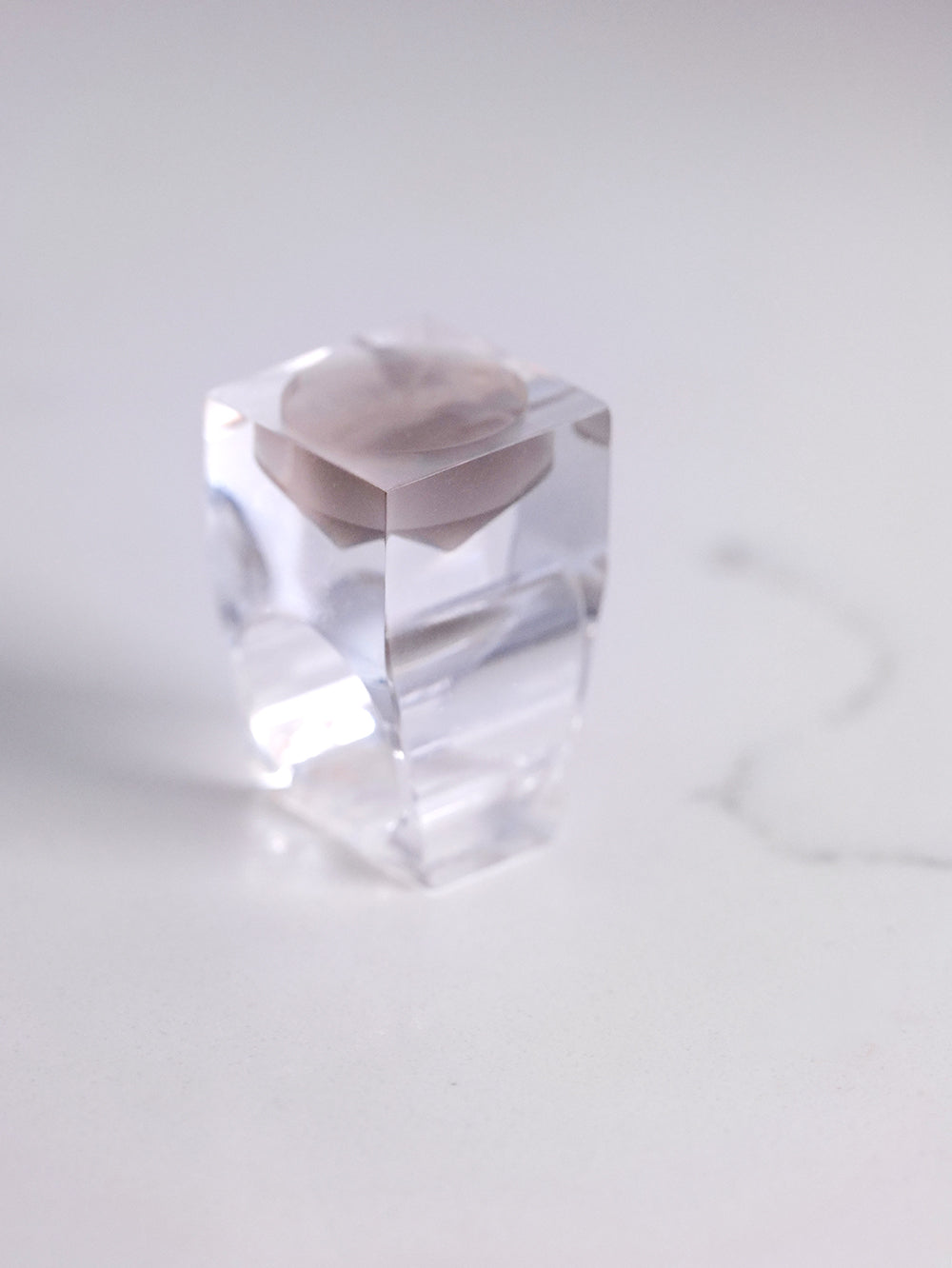 Vintage Siv Lagerström Smoky Gray-Brown Optical Acrylic Ring – Size 6.5