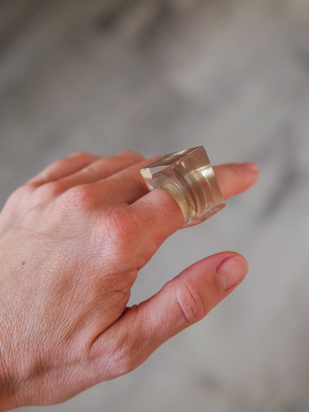 Vintage Siv Lagerström Smoky Acrylic Ring – Size 7.5