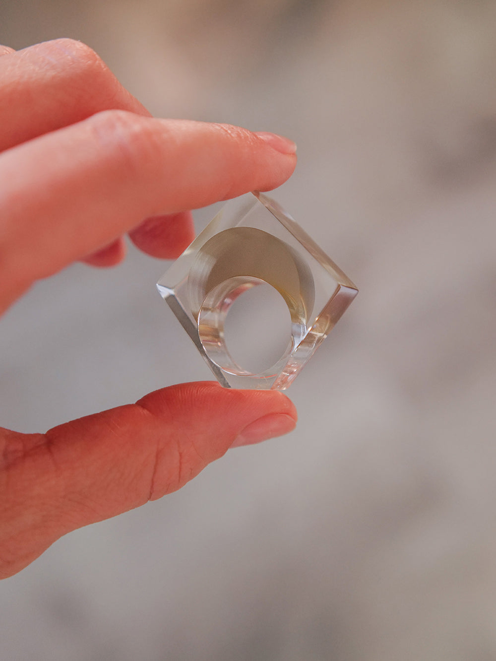 Vintage Siv Lagerström Smoky Acrylic Ring – Size 7.5