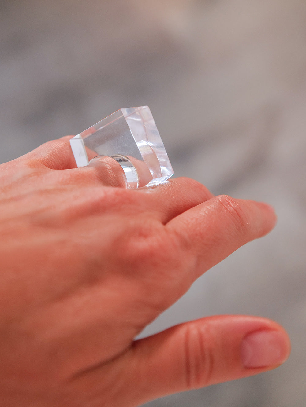 Vintage Siv Lagerström Clear Acrylic Ring – Size 6.25