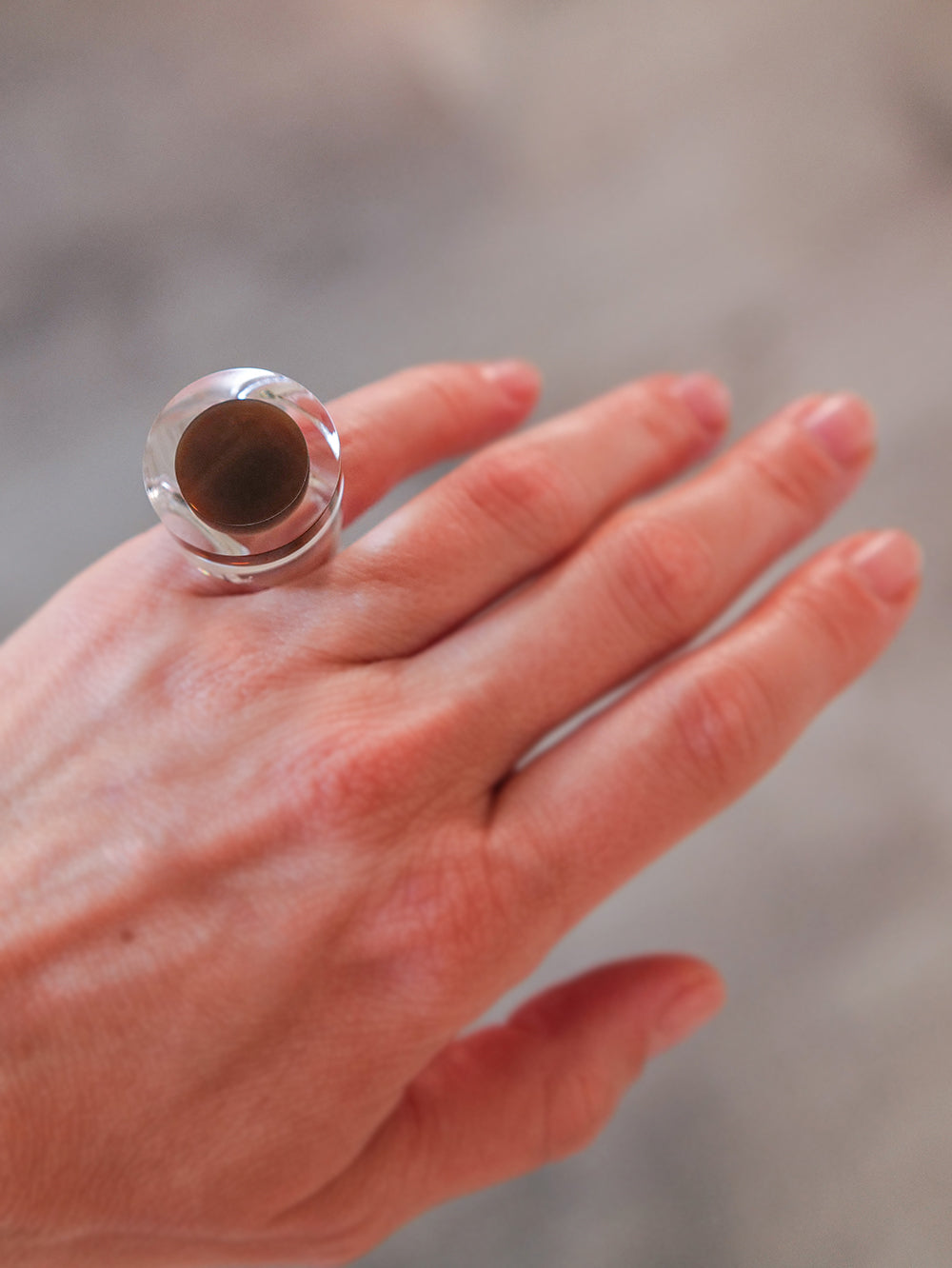 Vintage Siv Lagerström Chocolate Brown Optical Acrylic Ring – Size 5