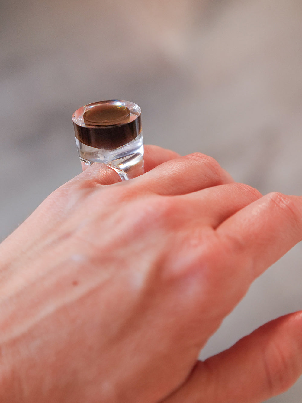 Vintage Siv Lagerström Chocolate Brown Optical Acrylic Ring – Size 5