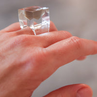 Vintage Siv Lagerström Smoky Gray-Brown Optical Acrylic Ring – Size 6.5