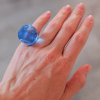 Vintage Siv Lagerström Blue-Tinted Acrylic Ring – Size 5