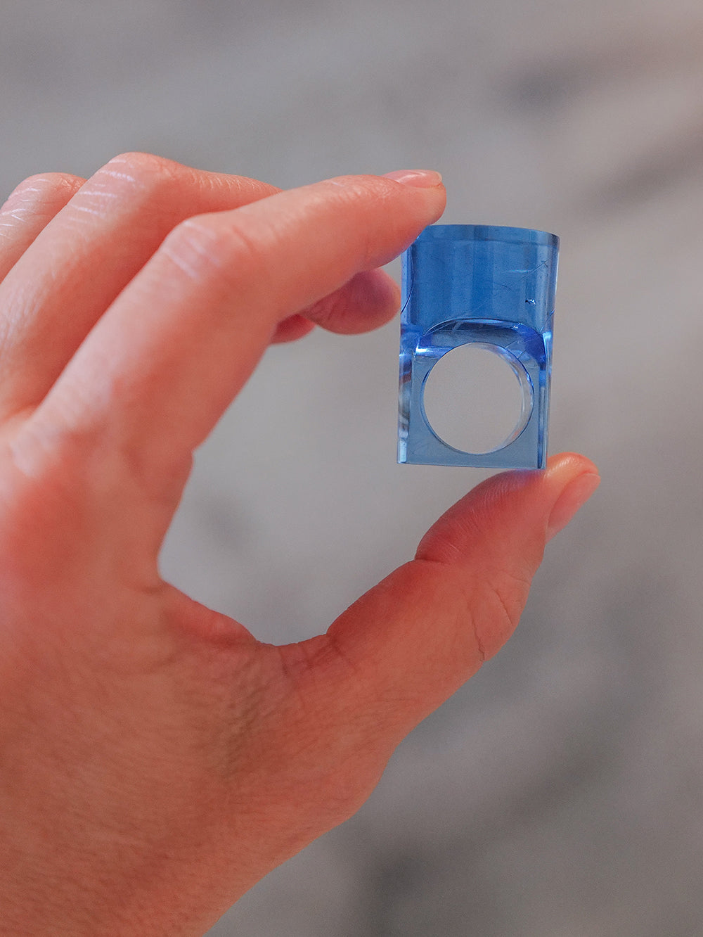 Vintage Siv Lagerström Blue-Tinted Acrylic Ring – Size 5