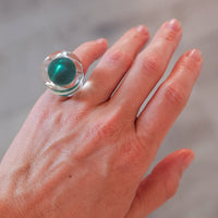 Vintage Siv Lagerström Green Disc Acrylic Ring – Size 5