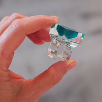 Vintage Siv Lagerström Green Optical Acrylic Ring – Size 6.5