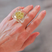 Vintage Siv Lagerström Floral Inclusion Acrylic Ring – Size 5.5