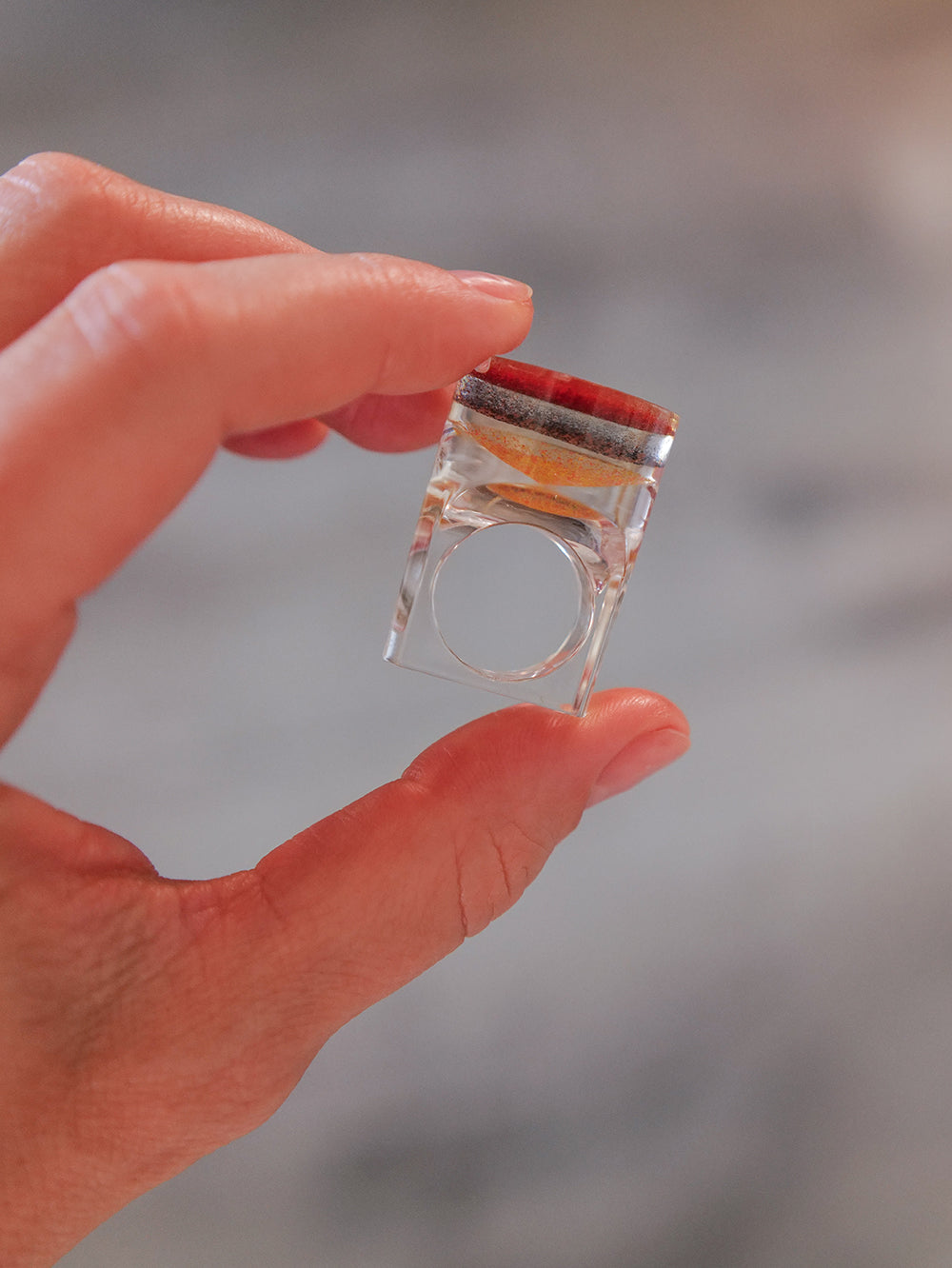 Vintage Siv Lagerström Layered Color Acrylic Ring – Size 5