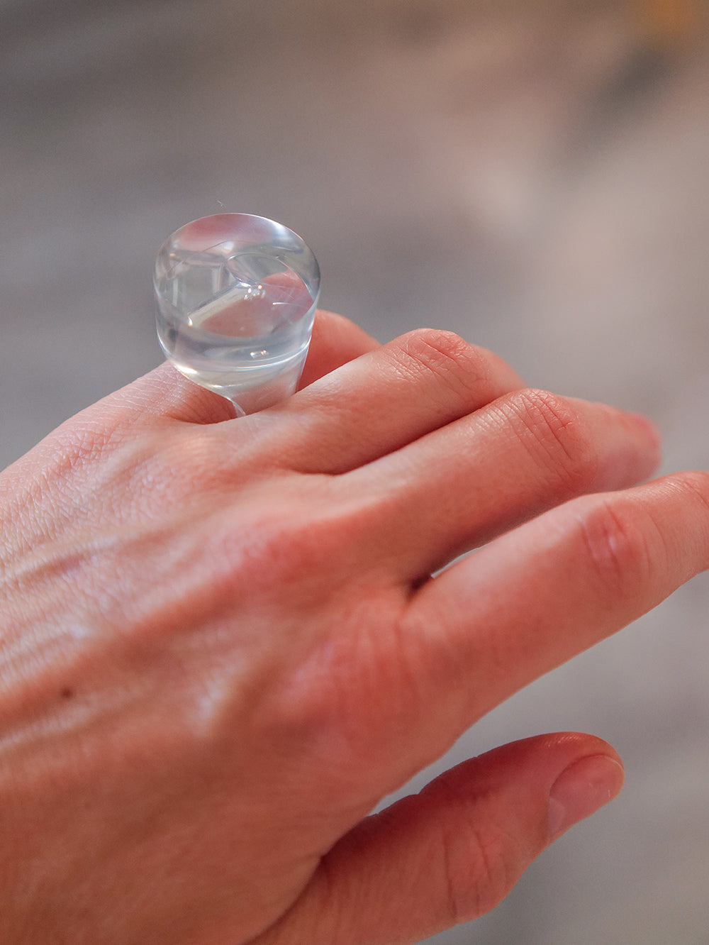 Vintage Siv Lagerström Blue-Green Tint Acrylic Ring – Size 5