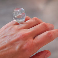 Vintage Siv Lagerström Blue-Green Tint Acrylic Ring – Size 5