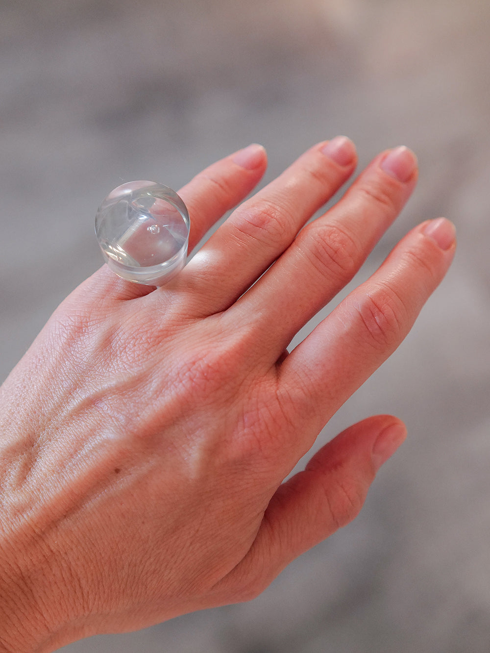 Vintage Siv Lagerström Blue-Green Tint Acrylic Ring – Size 5