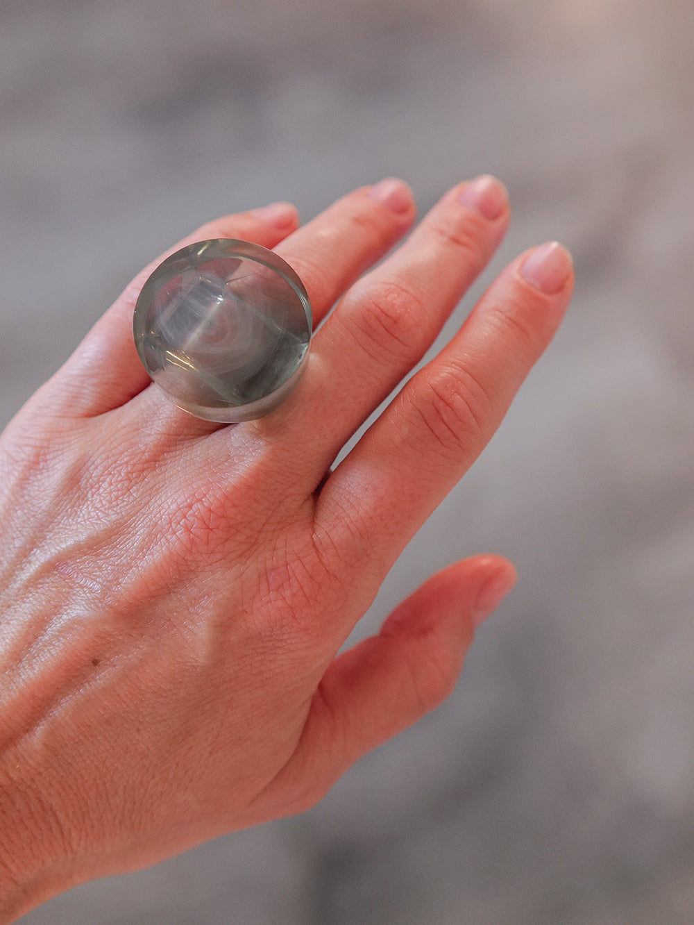 Vintage Siv Lagerström Smoky Blue Acrylic Ring – Size 6.5