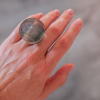Vintage Siv Lagerström Smoky Blue Acrylic Ring – Size 6.5