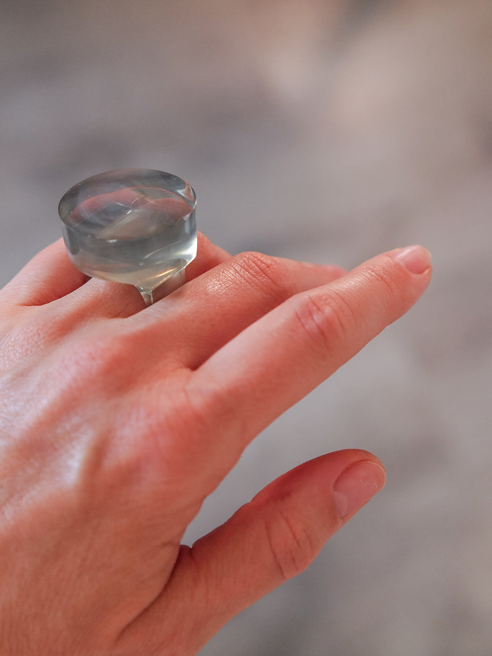 Vintage Siv Lagerström Smoky Blue Acrylic Ring – Size 6.5