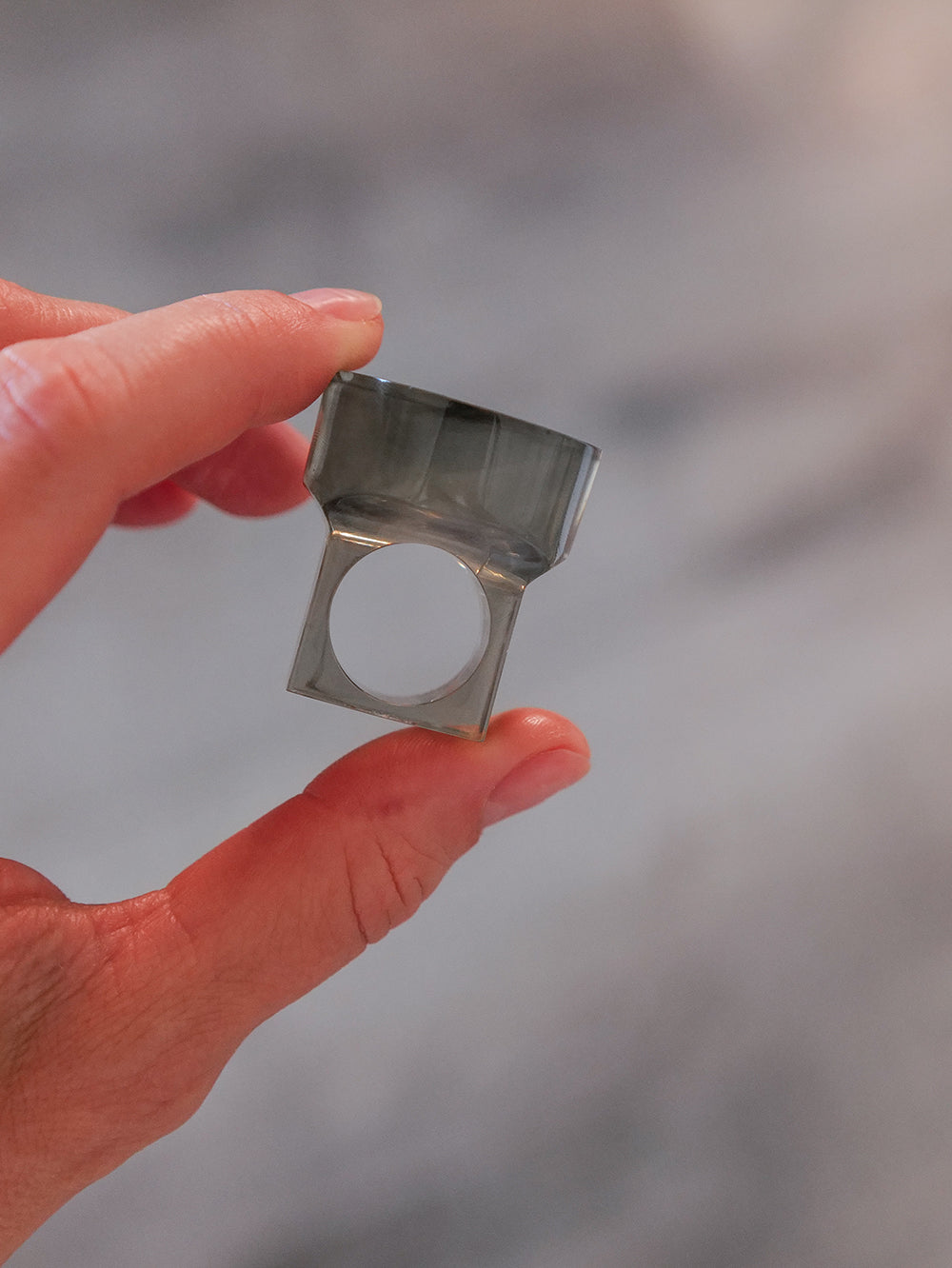 Vintage Siv Lagerström Smoky Blue Acrylic Ring – Size 6.5