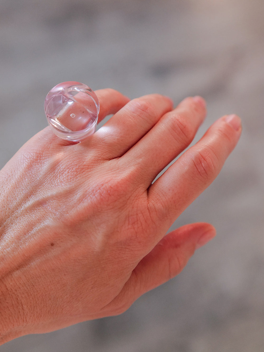 Vintage Siv Lagerström Pink-Tinted Acrylic Ring – Size 5