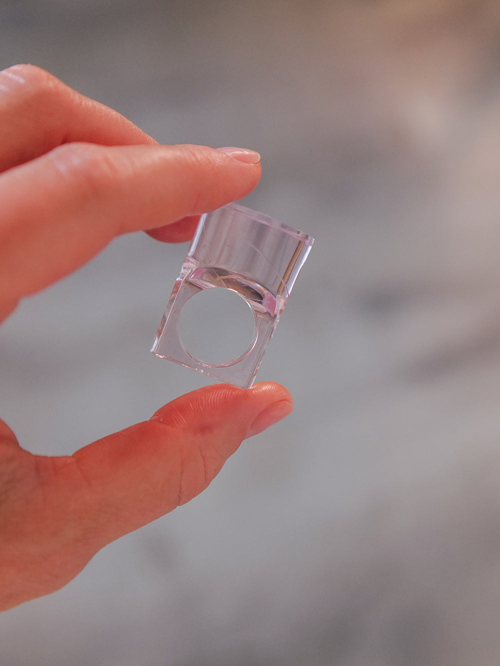 Vintage Siv Lagerström Pink-Tinted Acrylic Ring – Size 5