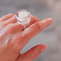 Vintage Siv Lagerström White Optical Acrylic Ring – Size 7.75