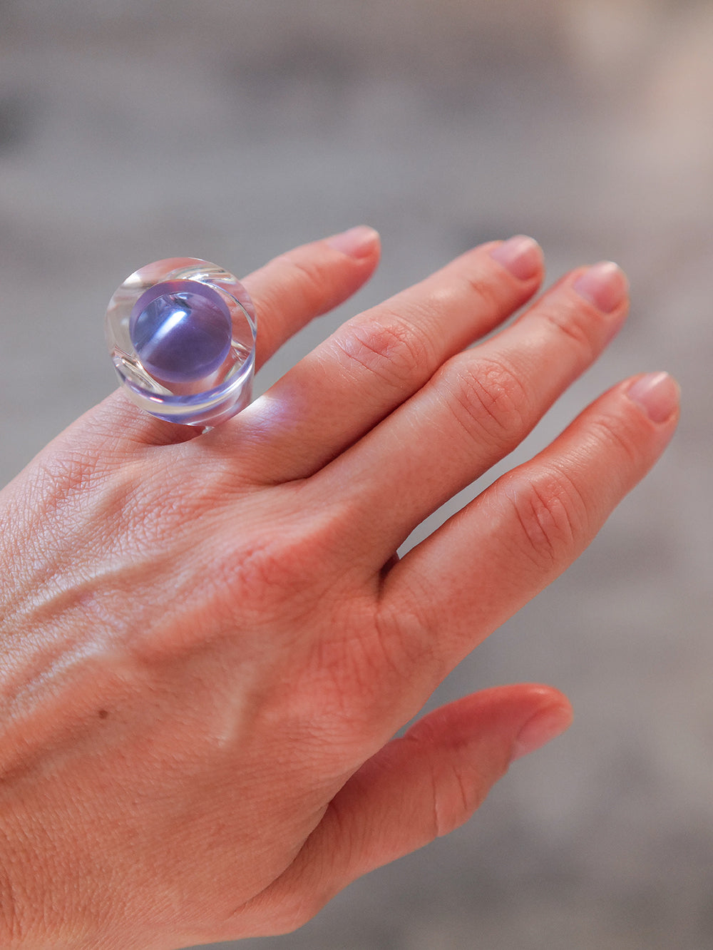Vintage Siv Lagerström Blue Optical Acrylic Ring – Size 5.25