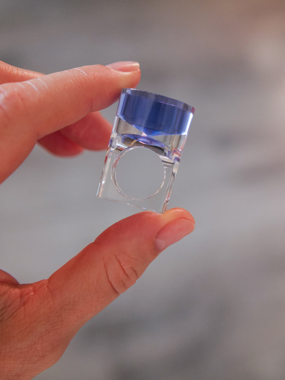 Vintage Siv Lagerström Blue Optical Acrylic Ring – Size 5.25