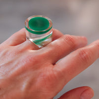 Vintage Siv Lagerström Green Optical Acrylic Ring – Size 5.5