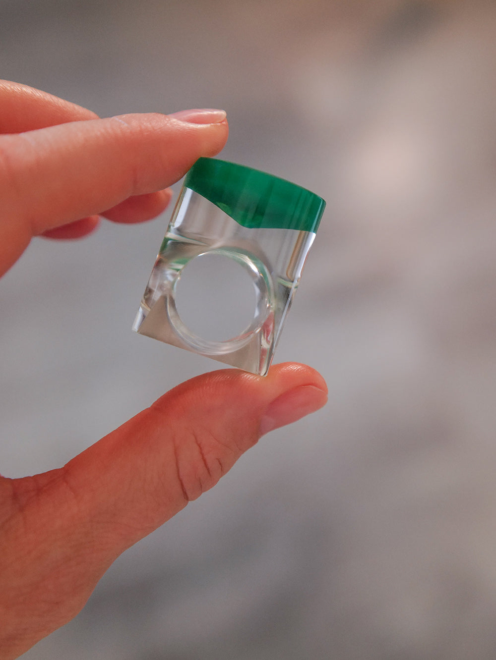 Vintage Siv Lagerström Green Optical Acrylic Ring – Size 5.5