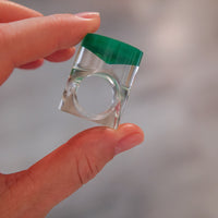 Vintage Siv Lagerström Green Optical Acrylic Ring – Size 5.5