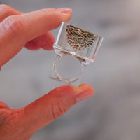 Vintage Siv Lagerström Chain Inclusion Acrylic Ring – Size 7.75
