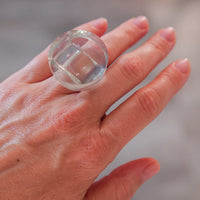 Vintage Siv Lagerström Clear Blue-Gray Acrylic Ring – Size 6.25