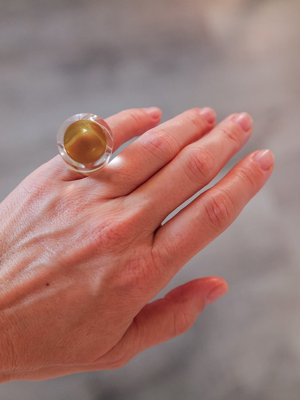 Vintage Siv Lagerström Yellow Optical Acrylic Ring – Size 5.5