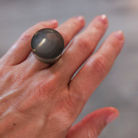 Vintage Siv Lagerström Smoky Blue-Gray Acrylic Optical Ring – Size 7.75