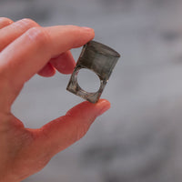 Vintage Siv Lagerström Smoky Blue-Gray Acrylic Optical Ring – Size 7.75