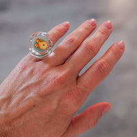 Vintage Siv Lagerström Gold Bead Acrylic Ring – Size 5