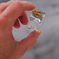 Vintage Siv Lagerström Gold Bead Acrylic Ring – Size 5