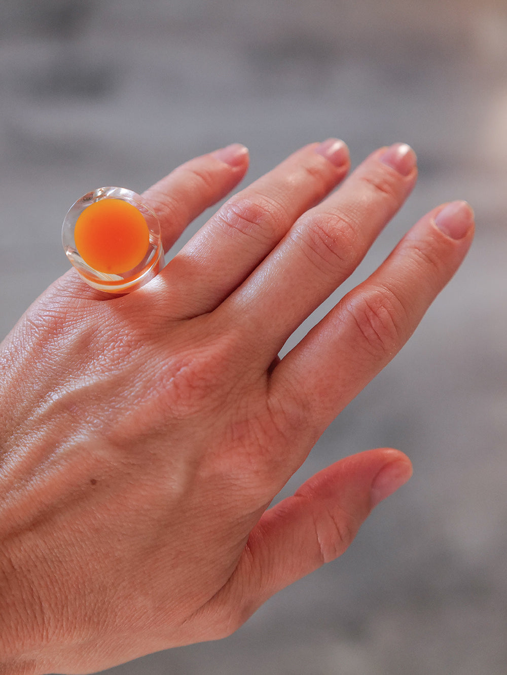 Vintage Siv Lagerström Orange Optical Acrylic Ring – Size 5.5