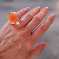 Vintage Siv Lagerström Orange Optical Acrylic Ring – Size 5.5