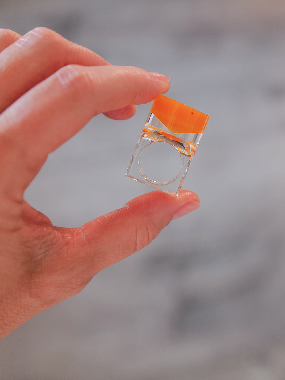 Vintage Siv Lagerström Orange Optical Acrylic Ring – Size 5.5